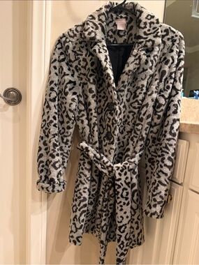 Chico’s Leopard Print Belted Coat Jacket w/ Removable Belt Size 0